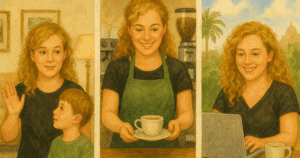 Evolución de una mujer desde niñera, pasando por barista, hasta convertirse en nómada digital
